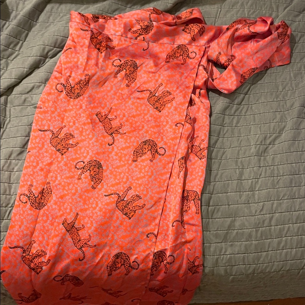 Red Animal Print Wrap Skirt